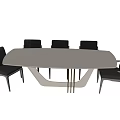Modern Dining Table Set With White Tabletop And Black Chairs For Contemporary Space 3d model