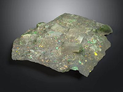 Textured Natural Stone Wood Surface Featuring Organic Patterns And Green Yellow Accents 3d model