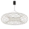 Modern Oval Chandelier Design with Wire Frame and Illuminated Small Lights 3d model