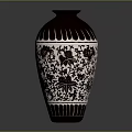 Elegant Ceramic Vase With Intricate Floral Patterns And Brown White Design 3d model