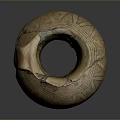 Ancient Clay Jug Pottery Sculpture With Handle Cracked Surface And Geometric Patterns