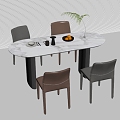 Modern Dining Table and Chair Marble Dining Table Leather Dining Chair Single Chair 3d model