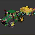 Lego Green Tractor With Yellow Trailer Building Blocks Toy Set