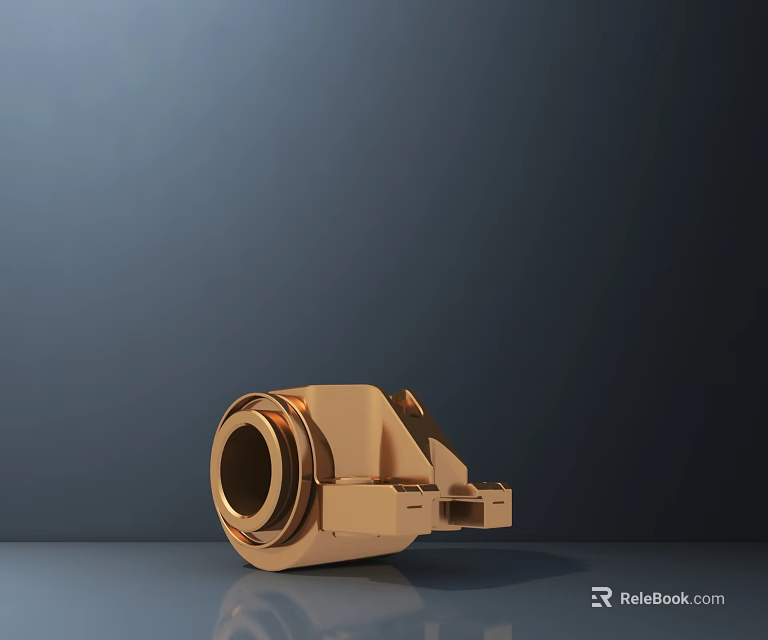 Golden Modern Faucet Design Close Up Display On Dark Background 3d model