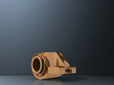 Golden Modern Faucet Design Close Up Display On Dark Background 3d model