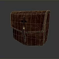 Vintage Handcrafted Leather Bag With Cross Pattern Stitched Details And Strap Buckle