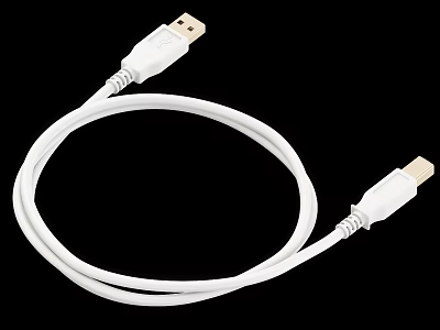 White USB Data Cable With Male to Male Plugs for Device Connection 3d model