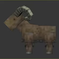 Brown Blocky Ram 3D Model With Curved Striped Horns In Pixel Art Style