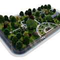 Park Landscape with Diverse Trees Winding Paths and Central Green Area