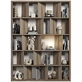 Modern Wooden Display Shelf With Books Decorative Vases Sculptures And Ornaments