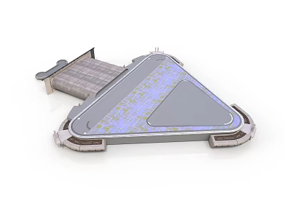 Triangular Architectural Structure With Gray Platform And Blue Pattern Details 3d model