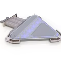 Triangular Architectural Structure With Gray Platform And Blue Pattern Details