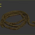 Brown Braided Rope Coiled On Gray Background With Textured Surface 3d model