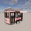Pink Mobile Functional Vehicle With Striped Awning Offering Baking And Brewing Services
