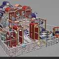 Colorful Indoor Playground with Slides Ball Pit Enclosed Fence and Multi Level Structures
