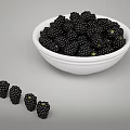Fresh Juicy Blackberries In White Bowl With Scattered Berries On Surface