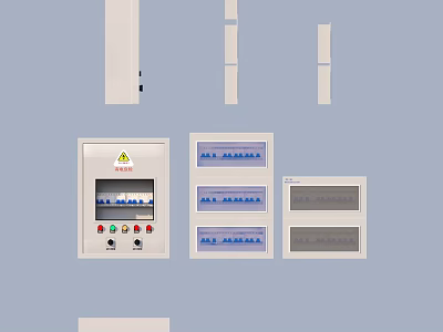 Industrial Control Panel System With Digital Display Warning Indicator And Control Buttons Multiple Functional Modules 3d model