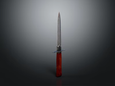 Sharp Single Edged Metal Blade Knife With Red Wooden Handle And Classic Design 3d model
