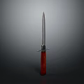 Sharp Single Edged Metal Blade Knife With Red Wooden Handle And Classic Design