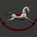Classic Red Rocking Horse With White Body Red Saddle And Rocking Base