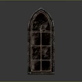 Gothic Style Casement Window With Arched Top And Decorative Frame Design