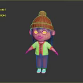 Cute 3D Little Girl Character Wearing Red Beanie Red White Jacket Red Pants White Shoes