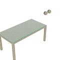 Rectangular Dining Table with Glass Top and Woven Rattan Frame Design