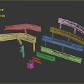 Metal Curved And Long Strip Equipment Parts For Mechanical Construction With Black Background Reflective Effect