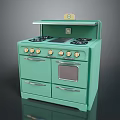 Vintage Green Retro Stove With Cooktop Burners Knobs And Oven