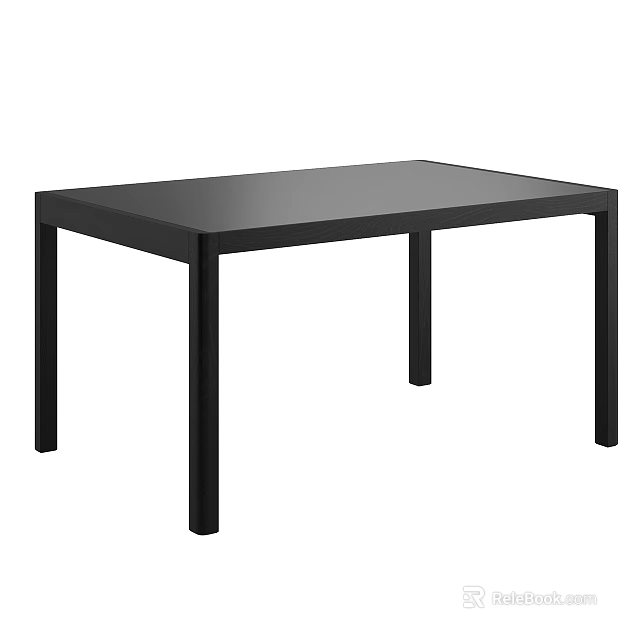 Black Rectangular Dining Table With Modern Minimalist Sleek Design And Sturdy Legs 3d model 