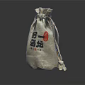 Traditional Burlap Daily Necessities Bag With Chinese Characters And Red Seal
