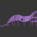 Abstract Purple Curved Perforated Art Installation With Unique Modern Structure Design