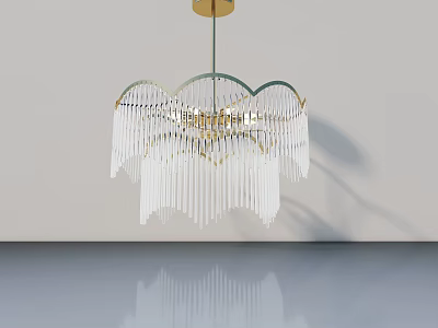 Contemporary Hinged Door Design With Gold Crystal Pendant Lighting Fixture 3d model