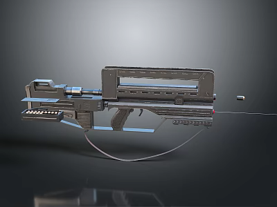 Futuristic Sci Fi Weapon With Metallic Structure Advanced Design And Blue Accents 3d model