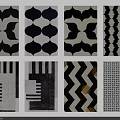 Modern Square Rugs With Geometric Chevron Stripe Dot And Abstract Patterns 3d model