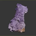 Purple Crystalline Mineral Specimen With Irregular Shape And Orange Base On Dark Reflective Surface