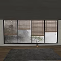Modern Interior With Wooden Window Blinds Green Plant And Floor Rug