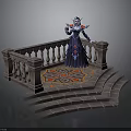 Fantasy Scene Decorative Platform With Stone Balustrade And Intricate Floor Pattern