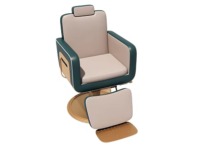 Elegant Modern Massage Chair With Beige Green Leather Ergonomic Design And Footrest 3d model