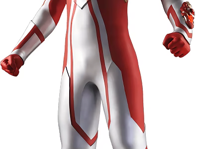 Red And White Superhero Character With Heroic Costume And Red Gloves 3d model