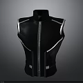 Futuristic Black Sleeveless Vest With Central Zipper And White Accent Lines