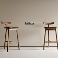 Pollform Wooden Bar Stools With Backrest In Modern Design And Neutral Setting