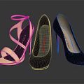 Stylish High Heel Shoes Collection Featuring Gold Sandals Black Pointed Toe And Red Heel Design