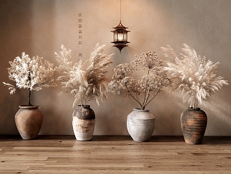 Quiet Vase Flower Art Reed Vase Ornaments Combination Vase Pottery Pot Ornaments Chandelier 3d model