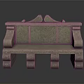 Classic Stone Single Chair With Intricate Carved Patterns And Decorative Backrest Design