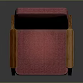 Red Upholstered Chair With Wooden Armrests And Sturdy Legs Design
