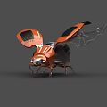 Orange Mechanical Flying Insect With Robotic Wings And Metallic Body Structure 3d model