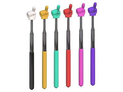 Colorful Finger Shaped Pointer Sticks With Various Colored Handles For Presentations 3d model
