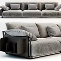 Modern Three Seater Velvet Sofa With Gray Cushions And Black Metal Legs