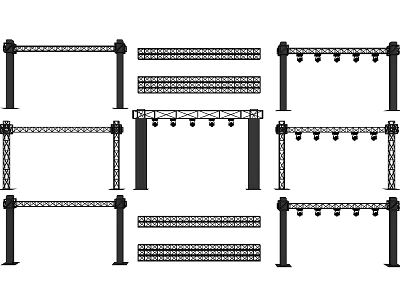 Stage Truss And Lighting Fixtures Design Sets 3d model